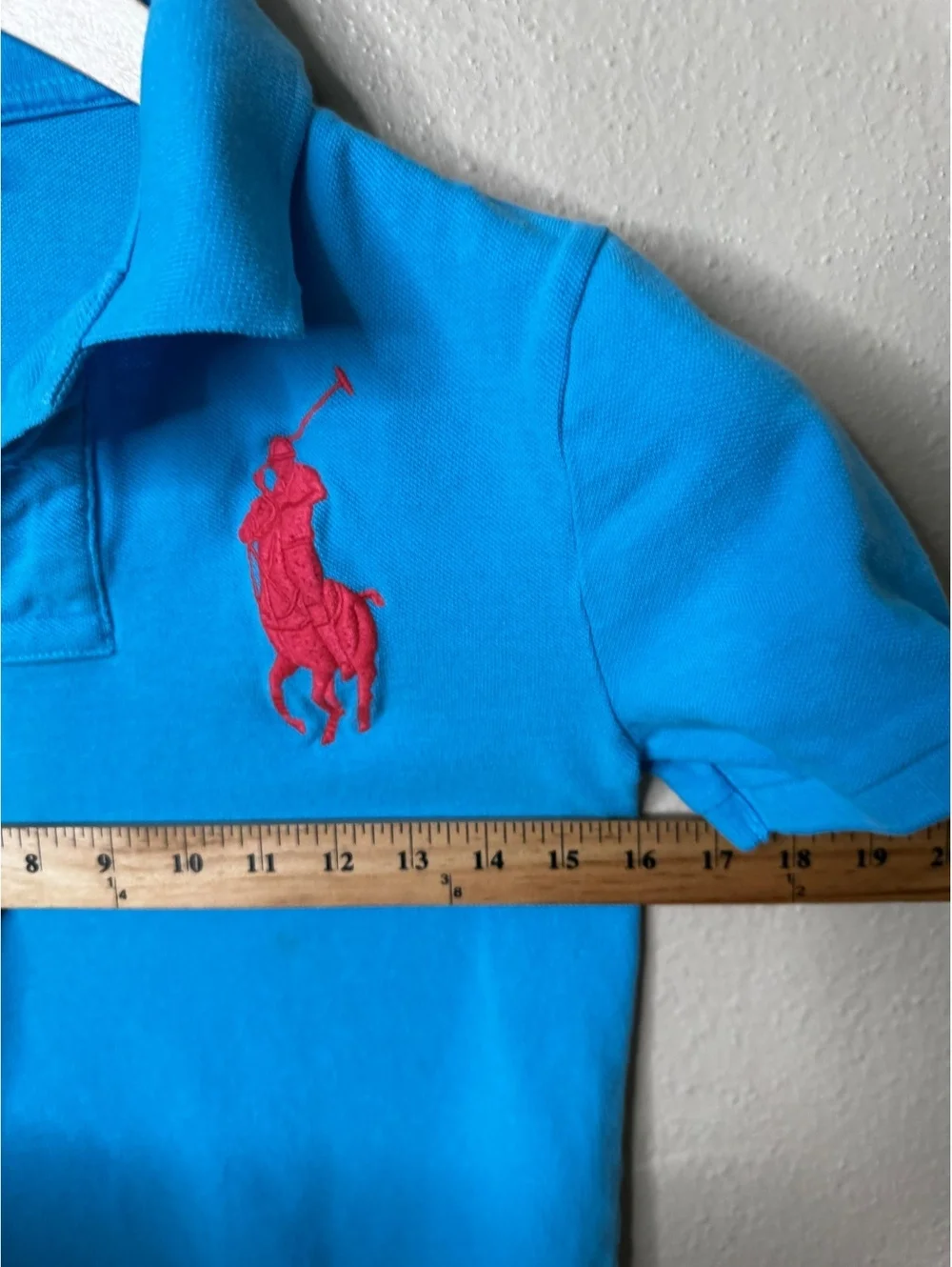 Polo Ralph Lauren Big Pony Polo Shirt Boys L 14-16 Blue Red #3 Short Sleeve